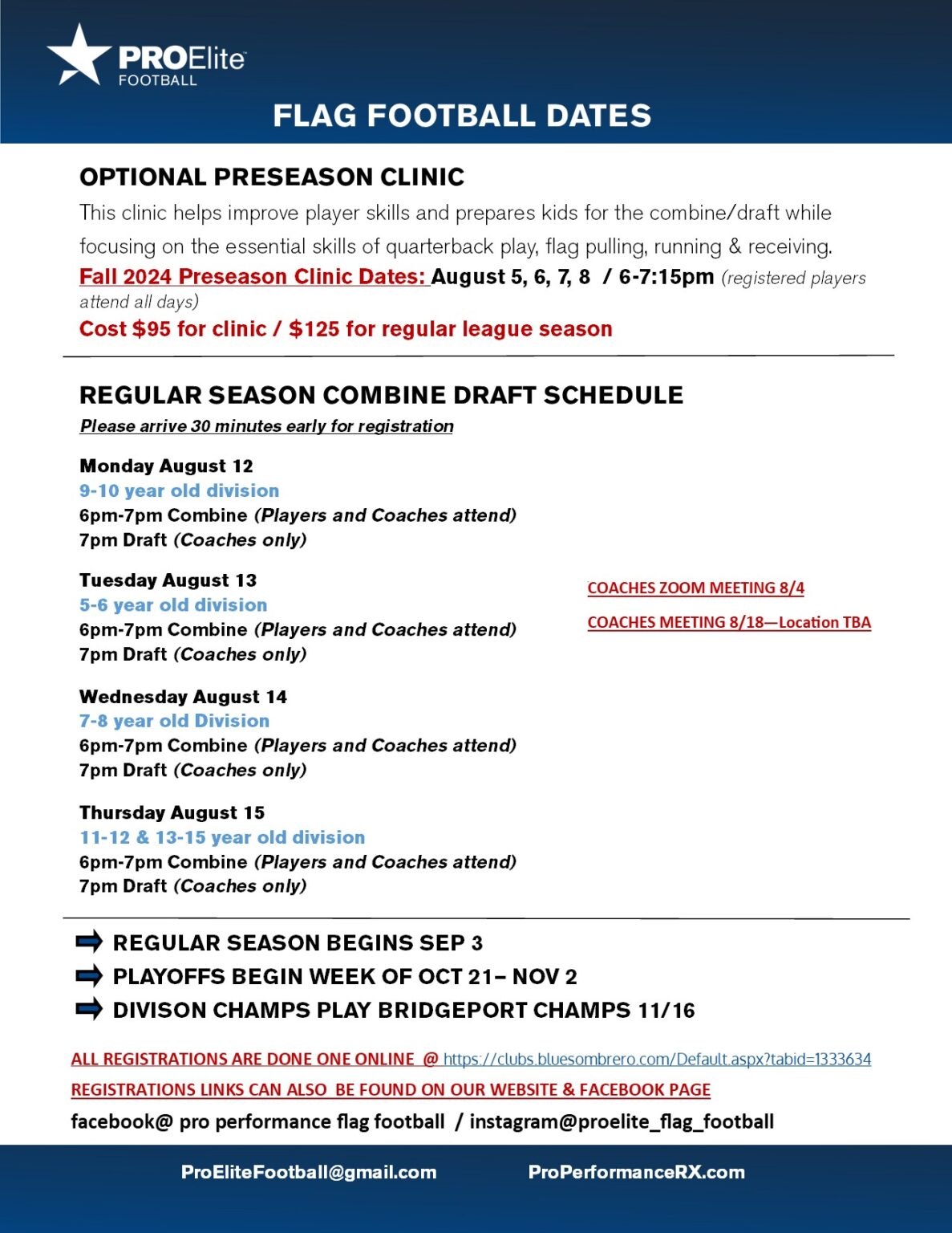 Youth Flag Football League - Pro Performance RX